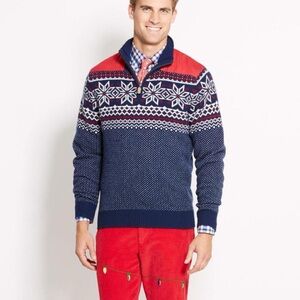 Vineyard Vines Navy and Red Zip Up Sweater